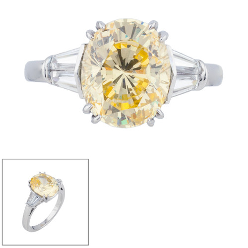 3.5CT OVAL CUT WITH DOUBLE TAPERED BAGUETTES F1302-CAN-CZ-14K