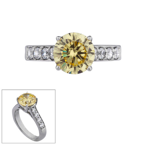 Canary Solitaire with Pave Band Canary Solitaire with Pave Band