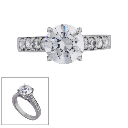 Round Solitaire with Pave Band Round Solitaire with Pave Band