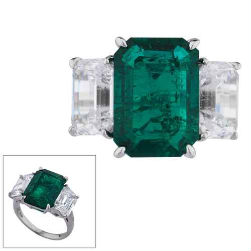 Emerald Center and Side Stone Ring Emerald Center and Side Stone Ring