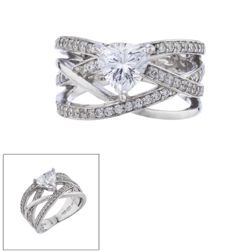 OPEN RING WITH 1CT TRILLION CENTER STONE F1378-CZ-14K