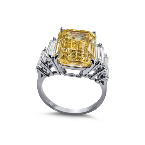 8ct Emerald Cut Center  with 6 Graduated Baguettes of 1 TCW on the sides. Center stone size: 13x10mm F217-CAN-CZ-14K