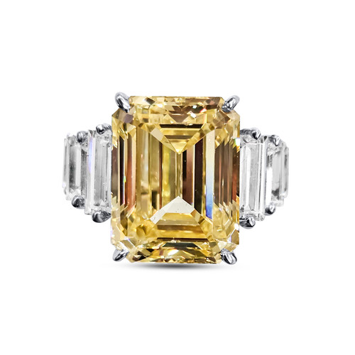 8ct Emerald Cut Center  with 6 Graduated Baguettes of 1 TCW on the sides. Center stone size: 13x10mm F217-CAN-CZ-14K