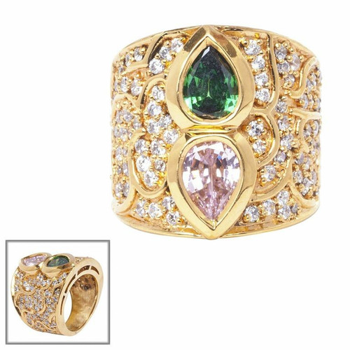 1.5ct Pear-Shape cut center stones surrounded by 98 Round cut stones of 2ct  on Pave set.  F254-EM-PK-14K