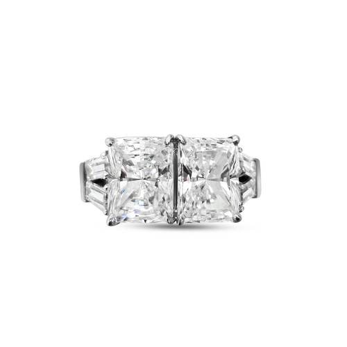 5ct Radiant Cut stones in the center with 4 Baguette Cut stones (.75ct) on the sides. Each stone size: 9x7mm F258-CZ-14K
