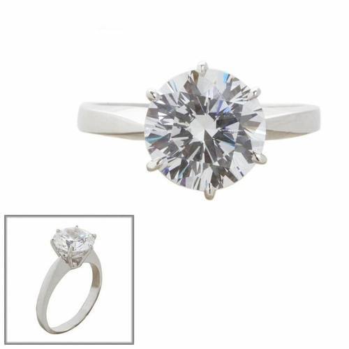 2ct Round-Cut center solitaire ring  with 6 prong setting. Center stone size: 8mm.