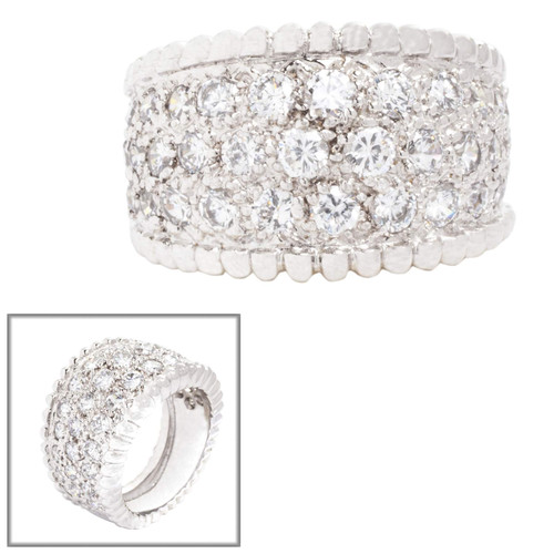 Tappered Pave Ring Edged in Gold with 40 Round cut stones. F35-CZ-14K