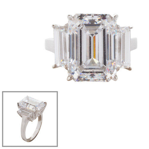 Medium Emerald-Cut and Baguette Three Stone Ring (10.5 TCW) Medium Emerald-Cut and Baguette Three Stone Ring (10.5 TCW)