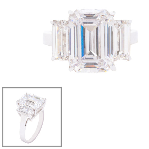 Small Emerald-Cut and Baguette Three Stone Ring (6.25TCW) Small Emerald-Cut and Baguette Three Stone Ring (6.25TCW)