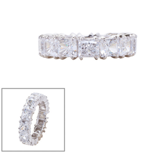 Eternity band with 14 Princess Cut Stones of 4 TCW. Size: 4.75x4mm F542-CZ-14K