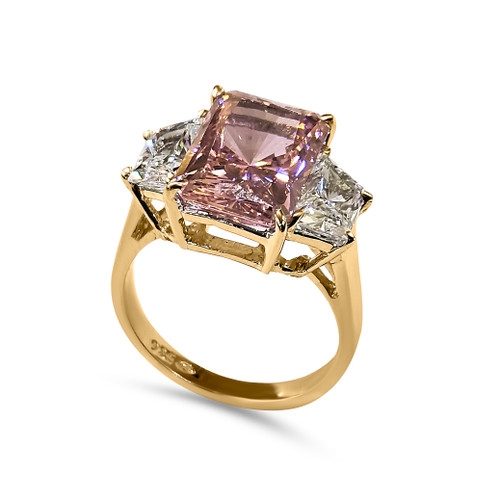 5CT RADIANT CUT WITH TRAPEZOIDS F622-PINK-CZ-14K - Fantasia