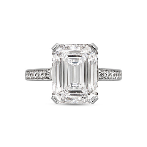 Emerald Center with Hidden Halo & Micropave Setting Ring