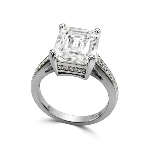 Emerald Center with Hidden Halo & Micropave Setting Ring
