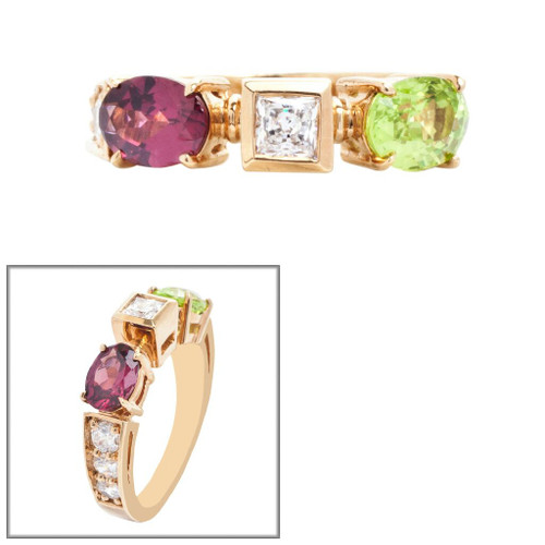 Peridot and Tourmaline Multi-stone Ring (2.8 TCW)