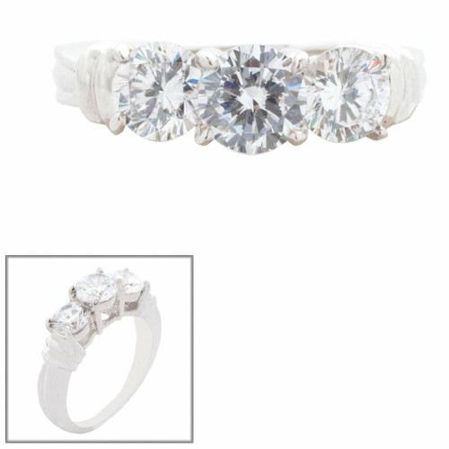 TRIPLE STONE RING F921-CZ-14K