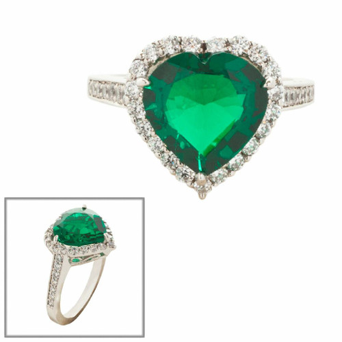 5CT HEART SHAPE RING WITH STONES AROUND F964-EM-CZ-14K