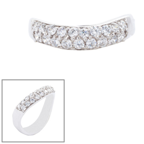Wave ring with Pave set of 19 Round Cut stones (.95ct) RF386-CZ-14K