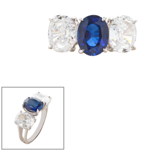Triple Oval Ring with Sapphire Center (7.5 TCW)
