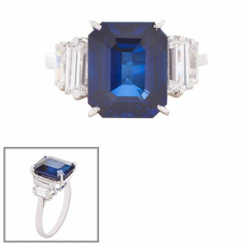 4.5ct Emerald Cut Center  with 4 Graduated Baguettes of .75 TCW on the sides. Center stone size: 11x9mm F218-SAP-CZ