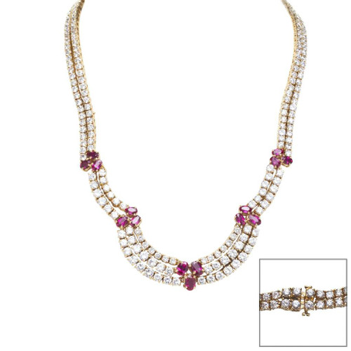 NECKLACE DOUBLE/TRIPLE ROWS RD W/TRIP - N16/CZ