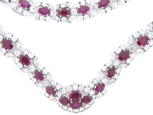 NECKLACE OVALS SURR BY RDS W/CLUST MOTIF N60 - N4860/RUB/CZ