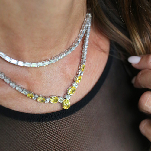 Baguette Tennis Necklace - Fantasia by DeSerio