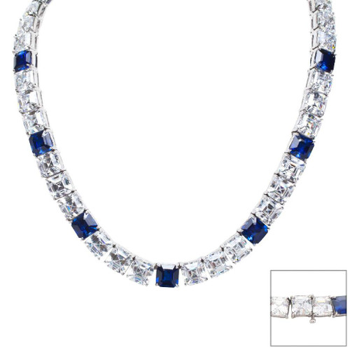 Asscher Necklace with Sapphire Highlights (125 TCW)