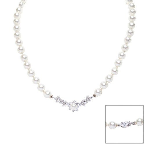 NECK 1 STRAND FLOWER LEAF MQ CLASP - N1793P/17/PL/CZ/SP