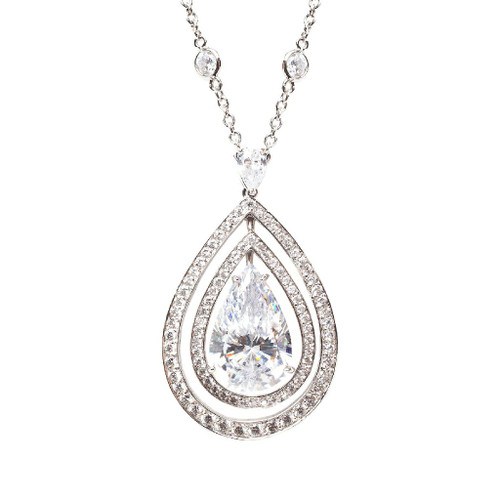 DIAMONDS BY THE YARD CHAIN W/ PEAR DROP  SURR BY 2 ROW OF PAVE STONES - PF788/CZ DIAMONDS BY THE YARD CHAIN W/ PEAR DROP  SURR BY 2 ROW OF PAVE STONES - PF788/CZ