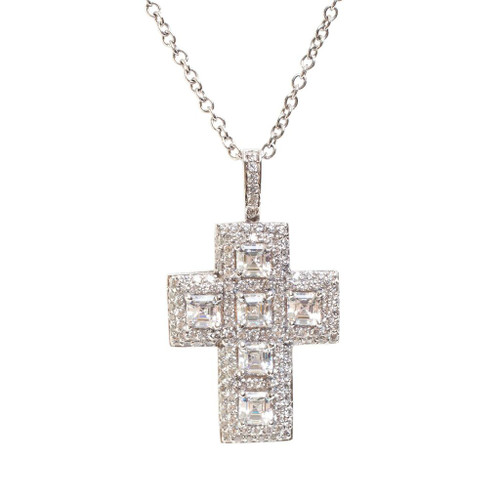 ASSCHER CUT CROSS SURR. BY MIRCO-PAVE - PF911/CZ