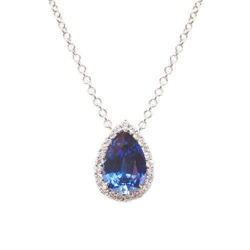 Sapphire Pear Halo Pendant  (5.5 TCW) 