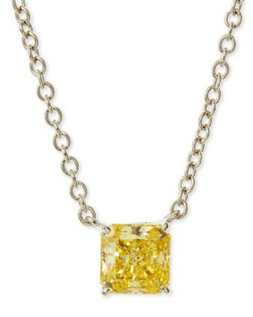 1.5CT PRINCESS CUT PENDANT - P7MMSQ/CANARY