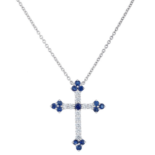 Elegant Cross with Sapphire Details (0.8 TCW)