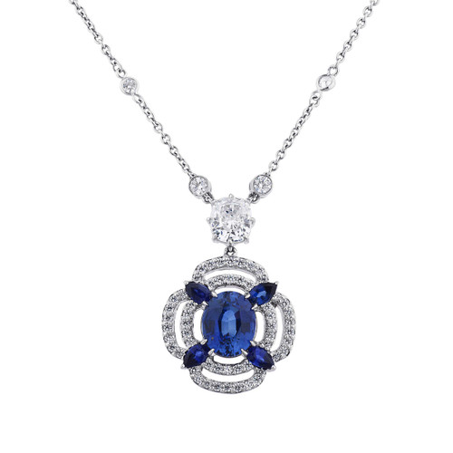 Sapphire Oval Micropave Pendant (8.5 TCW)