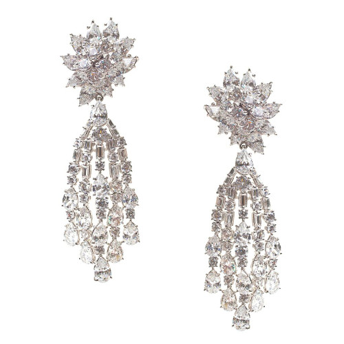 Cluster with Pear Waterfall Earring (38.5 TCW) Cluster with Pear Waterfall Earring (38.5 TCW)