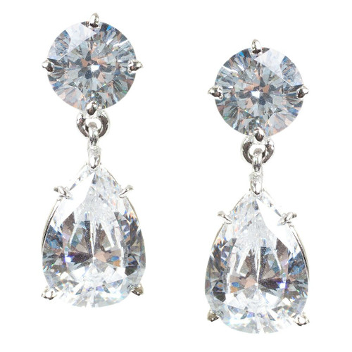 EARRING 6mm rd w/10 x 7 ps drop 7.6ct - RDWPS8.5/CZ