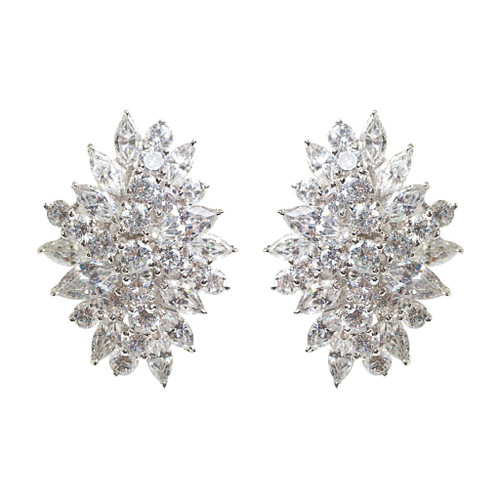 EARRING 2 CROSSD RWS RDS W/MARQ  - 17312E/CZ