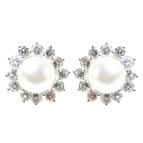 EARRING 11mm prl w/rds  - CJ11PL/PL/CZ