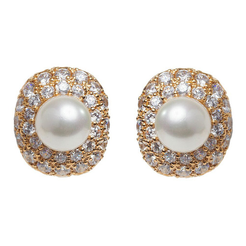 EARRING PRL CTR RECT SHPE W/2ROWS ALT RDS - CJ32/PL/CZ