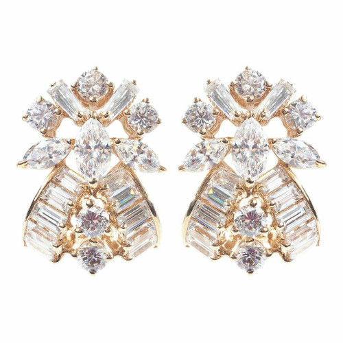 EARRING TWIN BEZ SET BAG+RDS/OVALS/MARQ - 17486T/CZ