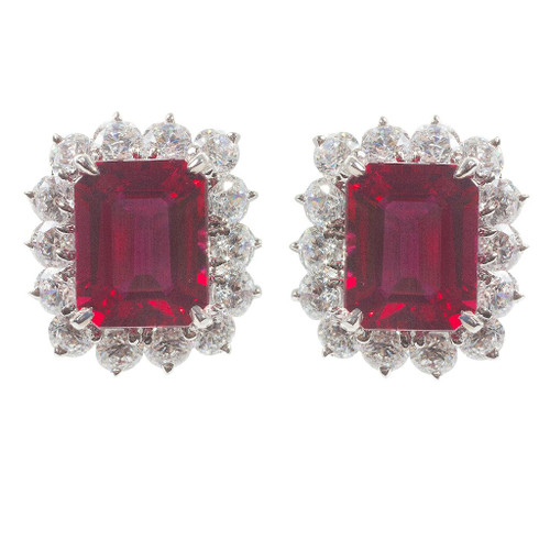 EARRING 10X8 EC W/RDS SURR - F248E/RUB/CZ