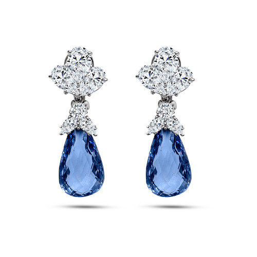 Aquamarine Briolette Drop Earrings (25 TCW) Aquamarine Briolette Drop Earrings (25 TCW)
