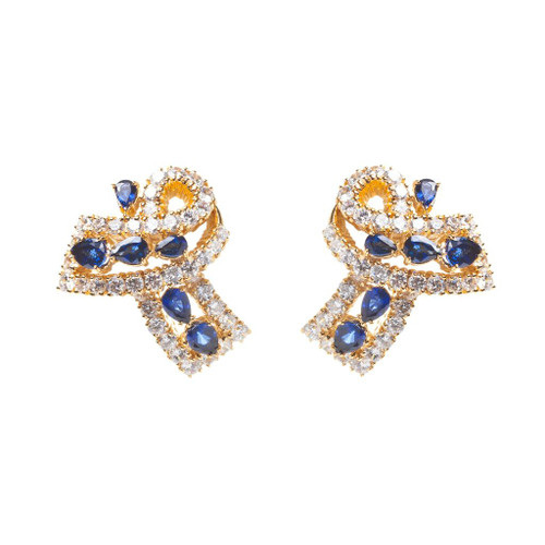 EARRING-EXTENDED LOOP BOW W/RDS SURR BY RDS - E61/SAP/CZ