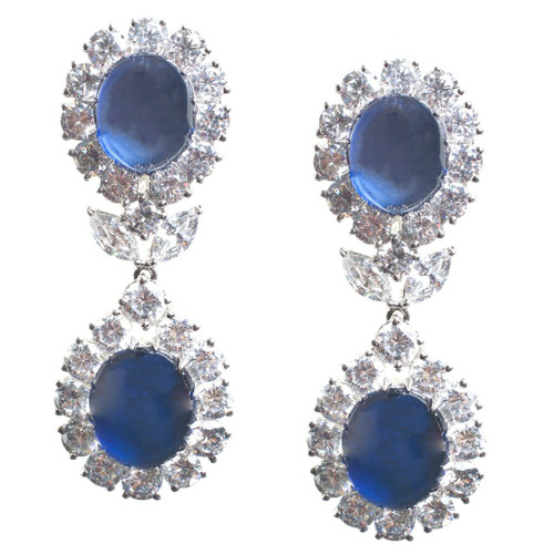 EARRING FACET SURR BY RDS W/ LG RD TIP AT BOT - E40FAC/SAP/CZ