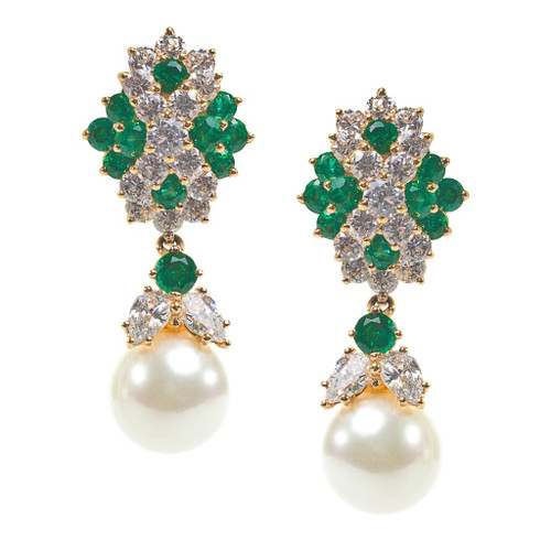 EARRING 3PS W/RDS TOP W/PL DROP 2PS &RD  - T13281D50/EM/CZ/PL