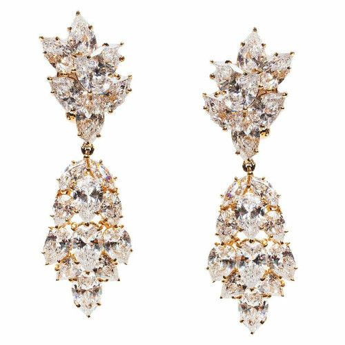 EARRING 7 ps cluster w/cluster drop - CJ21D45/CZ