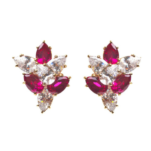 EARRING cluster 7 ps stones  - CJ21/RUB/CZ