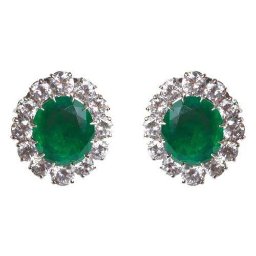 EARRING FACET CTR/W RDS SURR - F14E/SAP/CZ