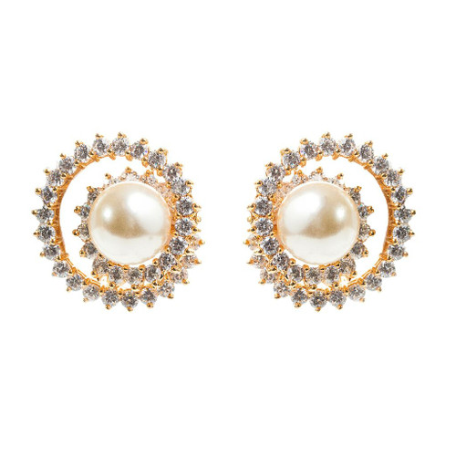 Large Swirl Earrings with White Pearl (13 TCW)