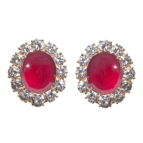 EARRING CAB CTR/W RDS SURR - F14E/CABACHON RUBY/CZ